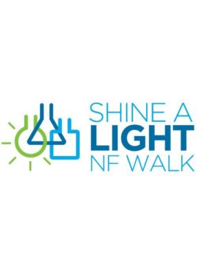 Logo of the "shine a light nf walk" event, incorporating graphical elements suggestive of a lightbulb and human figures.