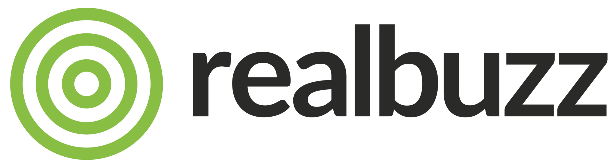 A green circular target logo followed by the word "realbuzz" in black, written in lowercase letters with a modern sans-serif font.