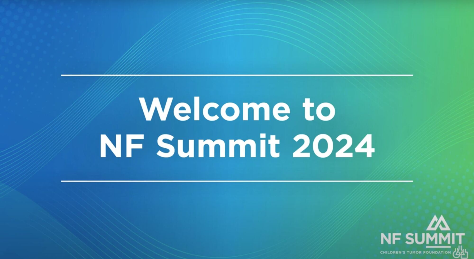 Banner displaying "Welcome to NF Summit 2024" with a blue and green gradient background and the event's logo at the bottom right corner.