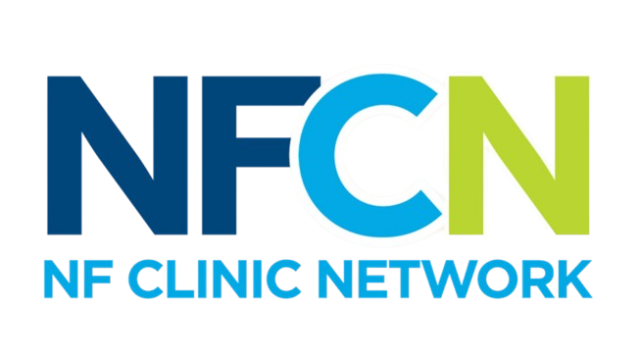 Logo of NF Clinic Network with the acronym "NFCN" in blue, light blue, and green letters, and the full name "NF Clinic Network" in blue below.