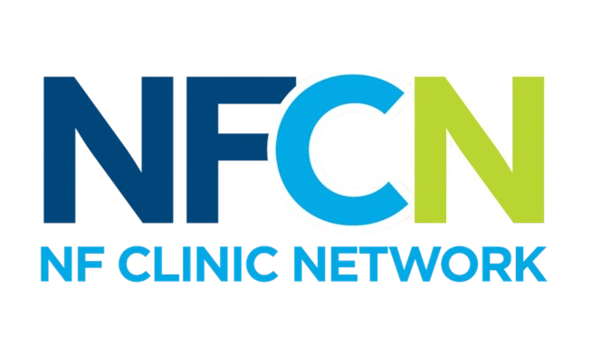 Logo of NF Clinic Network with the acronym "NFCN" in blue, light blue, and green letters, and the full name "NF Clinic Network" in blue below.