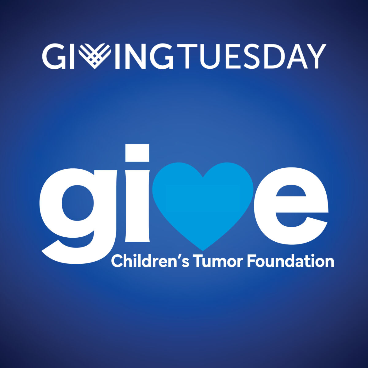 Logo for Giving Tuesday with the text "give" and a heart symbol, promoting the Children's Tumor Foundation.