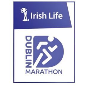 Logo of Irish Life Dublin Marathon featuring a stylized runner icon.