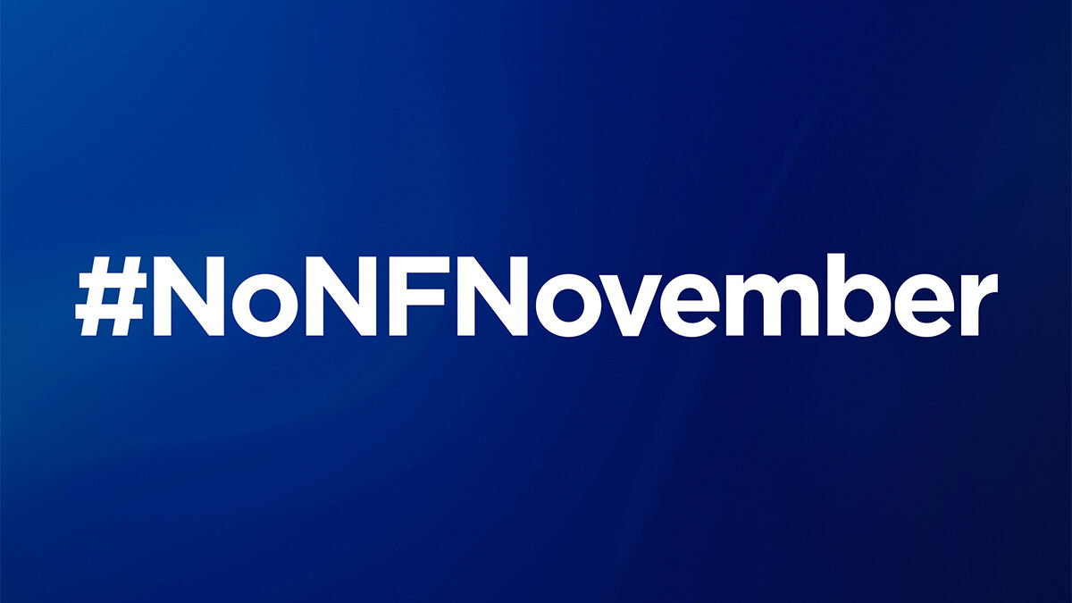 Blue background with white text reading "#NoNFNovember.