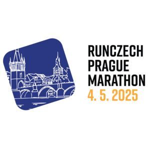 RunCzech Prague Marathon 2025 logo featuring a stylized illustration of Prague's skyline.