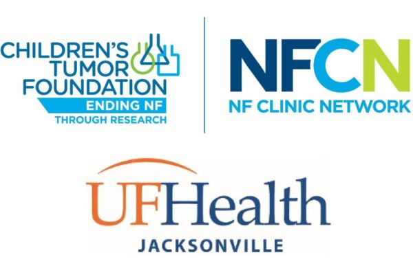 Logos of Children's Tumor Foundation, NF Clinic Network, and UF Health Jacksonville.